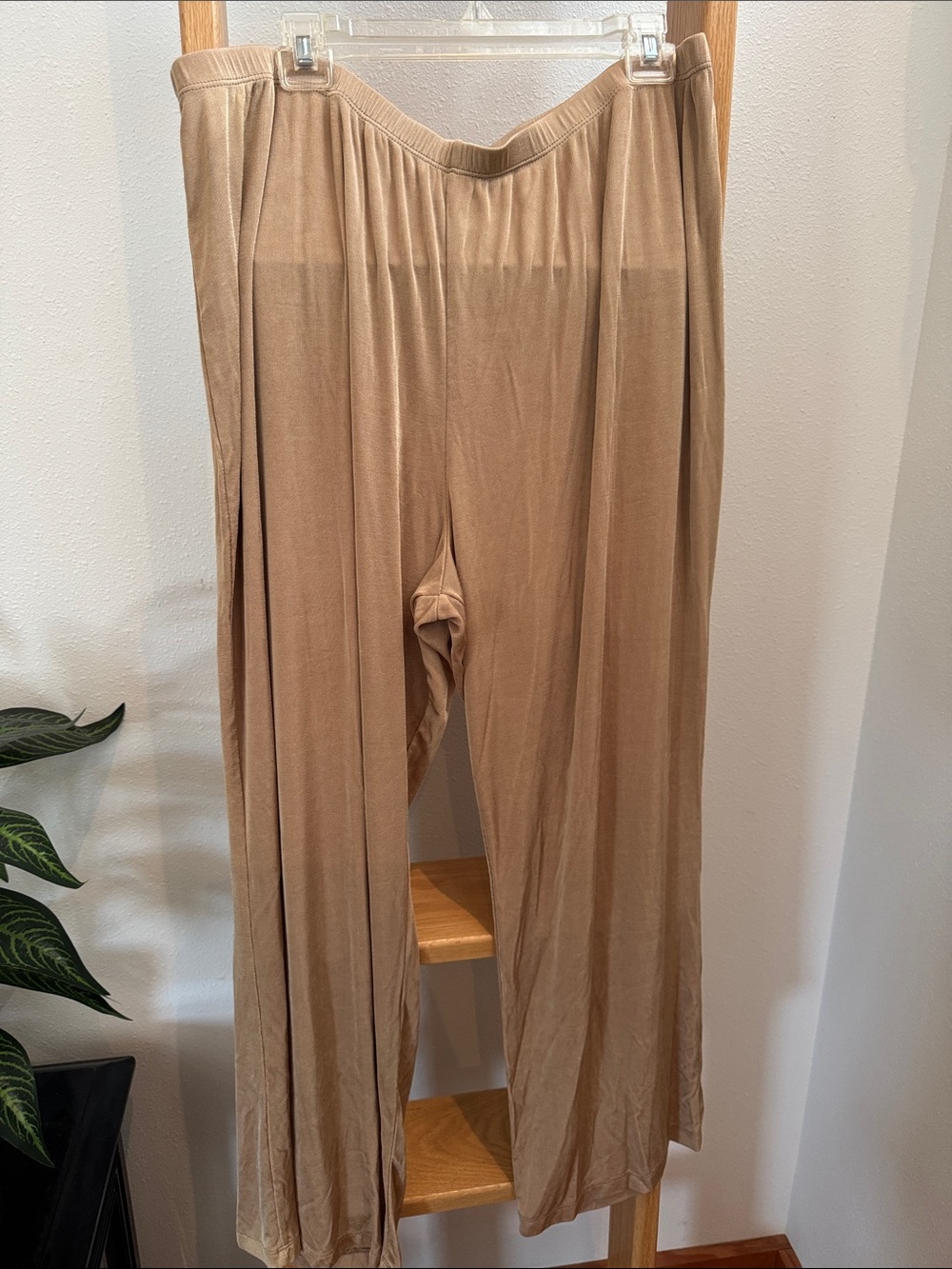 Slinky Brand Beige Wide-Leg Comfy Women's Travel Pants